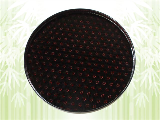 【籃胎漆器】アジロ緑亀甲丸盆