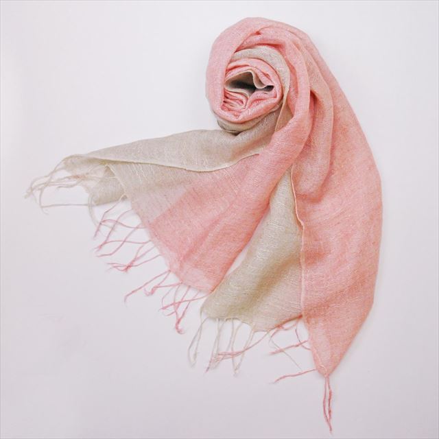 桜染スカーフ（麻混ストール）